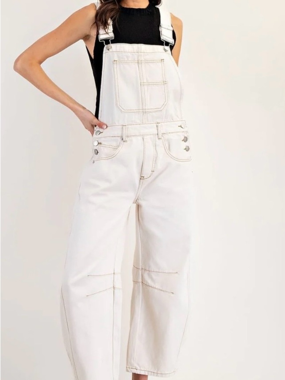 Eesome White Women's Denim barrel Overalls
